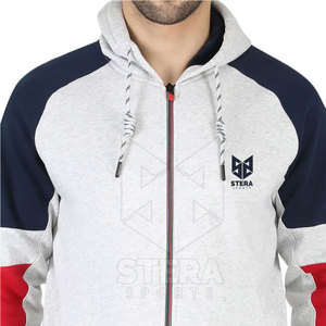 Trajes de chándal de invierno para hombre nueva moda patrón sólido 100% algodón con cremallera con cuello con capucha logotipo personalizable transpirable de talla grande - Product Image 5