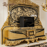 Ensemble de canapés de luxe de haute qualité pour salon, style royal européen, noir et or, finition brillante, élégant, très vendu