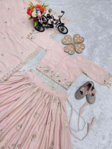 Pure Heavy Natural Crep Silk Avec Broderie Séquence Travail Enfants Lehenga Choli Fabricant De Surat Au Taux Le Plus Bas - Product Image 6