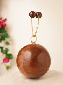 Look de luxe brun artisanal conception de boule pochette en bois sac à main pochette de soirée de l'Inde - Product Image 2