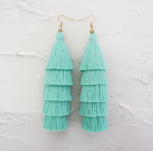 Boucles d'oreilles à pampilles en couches Aqua Five, boucles d'oreilles à franges Boucles d'oreilles à franges-Or-Long - Product Image 1