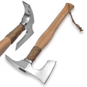 Hacha Barbuda vikinga forjada a mano de 18 ", hacha táctica de acero al carbono con mango de madera de Fresno, herrero, gran oferta 2025 - Product Image 1