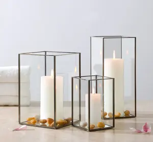 Stoples lilin kaca kosong dengan tutup bambu grosir warna-warni Amber buram hitam bening Valentine cetak buatan tangan sutra logam silinder