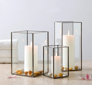 <b>Candle</b> Jar Empty Glass with Bamboo Lid Wholesale Colorful Frosted Amber Black Clear <b>Valentine</b> Print Handmade Silk Metal Cylinder - Product Image 1
