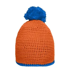 Chapeau à pompon à rayures contrastées personnalisées, accessoires de sport d'hiver, merchandising - Product Image 3