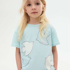 T Shirt for Girls and Boys Summer Casual Short Sleeve Solid Print Design <b>Washed</b> Techniques Soft Comfortable - Product Image 1