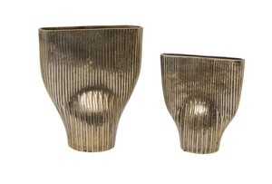 Ensemble de vases à fleurs en métal côtelé de style nordique moderne avec base antidérapante, décoration de table de mariage, décoration de maison de luxe écologique - Product Image 5