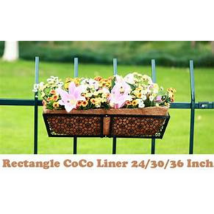 Panier à fleurs suspendu naturel avec cintre en fer Plateaux rectangulaires en fibre de coco - Product Image 3