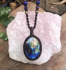 Boho Style Labradorite Collier Réglable Macramé À La Main Pierres Précieuses Bijoux Spirituel Guérison Cadeau - Product Image 6