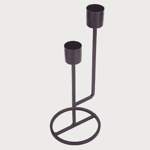 Support à bougies en fer noir à deux niveaux pour la décoration de la maison, des mariages et des fêtes, design métallique durable - Product Image 1