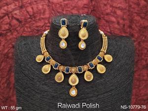 Rajwadi plaqué fantaisie conception vêtements de fête belle Kemp bijoux ensemble de collier court - Product Image 4