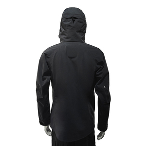Chaqueta impermeable de exterior personalizada para hombre, chaquetas de lluvia lisas de poliéster, chaquetas de lluvia con capucha rompevientos negras, chaquetas de lluvia de 3 capas - Product Image 2