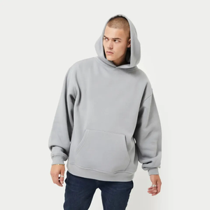 Sweat à capuche surdimensionné 100% coton de haute qualité pour hommes mode de rue col montant personnalisé avec motif solide vêtements de rue d'hiver - Product Image 1