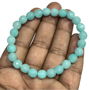 Amazonita Natural de 8mm, pulsera redonda lisa con bolsa de terciopelo - Product Image 4