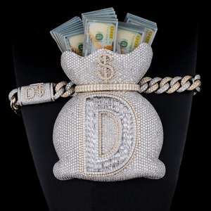 Colgante Hip Hop de Moissanita VVS con Piedras de Corte Baguette y Redondo, Chapado en Oro de 18K, 12 Quilates para Hombre, Plata de Ley 925 - Product Image 2