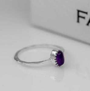 925 argent Sterling classique petite bague pour femme ovale coupe améthyste pierre précieuse pour les mariages anniversaires fêtes fiançailles - Product Image 3