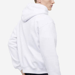 Sweat-shirts à capuche de haute qualité de couleur blanche pour hommes, logo personnalisé, vente en gros, coupe ajustée, sweat-shirts pour hommes - Product Image 4