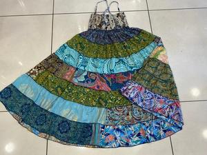 Vintage Bohemian Silk <b>Maxi</b> Dress with Flowy Long Patchwork <b>Skirt</b> Free Size Wrap Multi-Layered Peasant Style for Festivals - Product Image 3