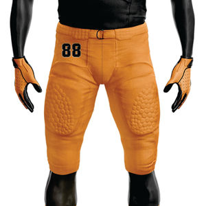 Uniforme de fútbol americano sublimado para hombre, transpirable, 100% poliéster, negro, naranja, aparejos, sarga, equipo, pantalones cortos de Jersey - Product Image 5