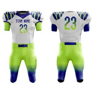 Uniforme de football américain de Sublimation bleu blanc vert clair personnalisé de haute qualité uniforme de football américain personnalisation complète - Product Image 1