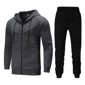Survêtement à fermeture éclair pour hommes décontracté Street wear deux pièces Logo personnalisé imprimé haute rue polaire poids lourd Technics ensembles bas quantité minimale de commande - Product Image 5