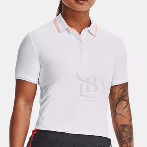 <b>Women's</b> Custom Logo Knitted for <b>Polo</b> Neck T-<b>Shirt</b> Dress Solid Pattern Wholesale Rate OEM Customizable Top for Golf Cheap Price - Product Image 1
