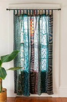 Rideaux en tissu de sari en soie vintage indien faits à la main, décoratifs, style bohème hippie, décoration de pièce, rideau patchwork, décoration de fenêtre