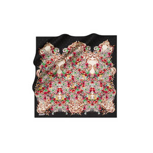 Black Silk Twill Square Floral Scarf - Product Image 1