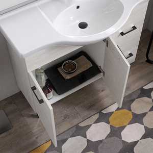 105cm White Oak <b>Floor</b>-Standing Bathroom Cabinet with <b>Mirror</b> and Ravenna Lamp Luxury Bathroom Sets - Product Image 4