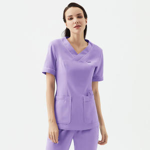 Gommage Polyester Rayonne Spandex Nouveau Style Infirmière À La Mode Uniforme Uniformes D'hôpital En Gros Hôpital Respirant Scrubs XS 6XL - Product Image 3