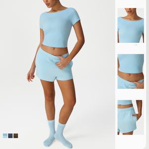 Conjunto de Yoga de 3 Piezas para Mujer, Cintura Alta Elástica, Logotipo Personalizado, Ropa Deportiva Transpirable de Poliéster, Top y Pantalones - Product Image 1