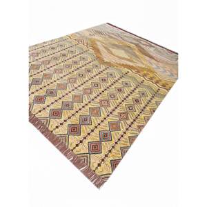 Tapis Manchaha en laine et soie de bambou noué à la main, motif géométrique abstrait, épaisseur 10 mm, modèle rectangulaire pour couloir, pour la maison, Les-1857 - Product Image 2