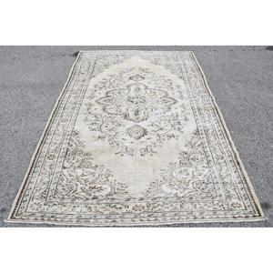 พรมวินเทจตุรกีขนาดใหญ่ 5.6x8.7 ฟุต (172x266 ซม.) ลายดอกไม้สีขาว - Product Image 5