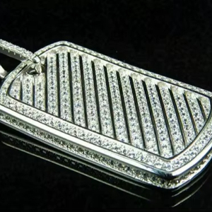 925 Plata 3Ct corte redondo Moissanite diamante perro colgante 14K oro blanco plateado elegante Moissanite encantos - Product Image 1