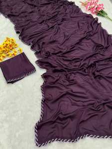 ชุดส่าหรีสำหรับงานปาร์ตี้ส่าหรีสีม่วงสุดพิเศษใหม่ล่าสุดดูสวยงามทันสมัย - Product Image 4