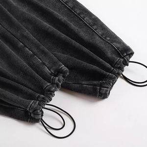 Pantalons de survêtement à jambe droite en éponge française pour hommes Pantalons de survêtement pour hommes Pantalons de survêtement délavés avec logo personnalisé - Product Image 3