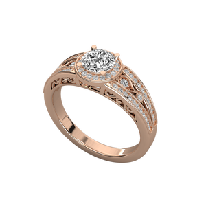 แหวนเพชรเม็ดเดี่ยวทองคำ 14K สำหรับสุภาพสตรี แหวนหมั้นเพชรหรูหรา - Product Image 4