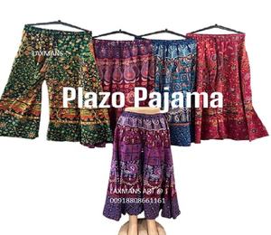 Pyjama plazzo en coton imprimé pour dames Pyjama plazzo en coton Pyjama en coton d'Inde Pantalon plazzo imprimé en rayonne - Product Image 1