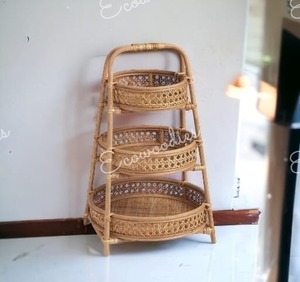 ชามใส่เครื่องจักสานสานสำหรับตกแต่งเคาน์เตอร์บ้านถาดใส่เครื่องเทศและผลไม้ทรงกลม3ชั้นทำด้วยมือประกอบง่าย - Product Image 6