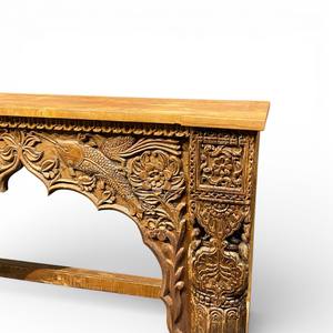 Mesa Consola Arqueada Vintage Hecha a Mano, Mueble de Madera Sólida Tradicional de Lujo para Sala de Estar y Entrada con Espejo - Product Image 6