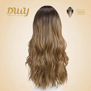 Layla H-DWY 24 Inches Synthetic <b>Wig</b> Mono Front Free Part Long Wavy for Ombre Blonde Glueless for Women Transparent Front Part - Product Image 3