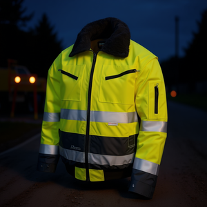 High-Viz <b>Pilot</b> <b>Jacket</b> in Yellow/Grey with Reflective Stickers & Lights Prevent High-Avisibility Product - Product Image 3