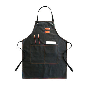 <b>Leather</b> <b>apron</b> made for grilling offering durable heat safe protection while cooking outdoors with grease resistant finish - Product Image 2