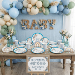 Kit de Vajilla Desechable para Fiestas y Baby Showers Oh My Boy - Platos, Vasos y Servilletas de Papel - Venta al por Mayor Sostenible desde China - Product Image 3