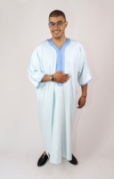 Gabardine marocaine Gandoura bleu ciel pour hommes Robes caftan faites à la main 10 OEM Lavable Traditionnel Personnalisé Accepté