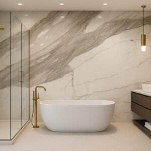 Calacatta Gold Marble Natural White Quartzite Honed <b>Brushed</b> Finish for Villa Staircase Bathroom Floor Versatile <b>Chinese</b> Design - Product Image 2