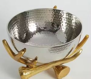 Nuevo DISEÑO DE cuenco irrompible chapado en oro plateado de aluminio para el mejor servicio y decoración del hogar Decoración de la boda - Product Image 3