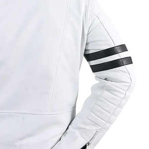 Chaqueta de Cuero de Oveja de Invierno para Hombre de Primera Calidad con Tejido Transpirable de Lona, Cierre de Cremallera, Colores Blanco y Negro - Product Image 4
