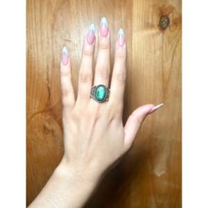 Daniel Benally Sonoran Mountain Turquoise & Sterling <b>Silver</b> Bezel <b>Set</b> <b>Ring</b> Size 8 Gift - Product Image 5