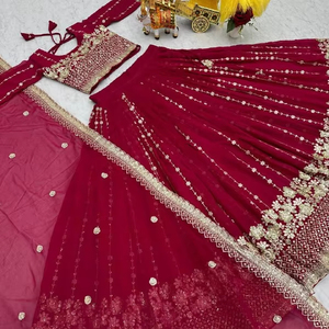 Lehenga choli ที่สวยงามพร้อมงานปักตามลำดับ - Product Image 3